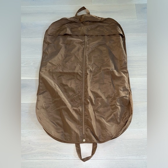 Gucci Medium Brown gold nylon fold over Zippered Dust Cover Garment Bag - Picture 1 of 5